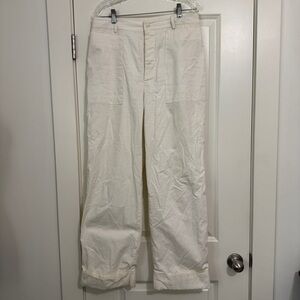 James Street Co 12 The Cuff Pants ~ Straight Leg Cream Cuffed Minimal Classic